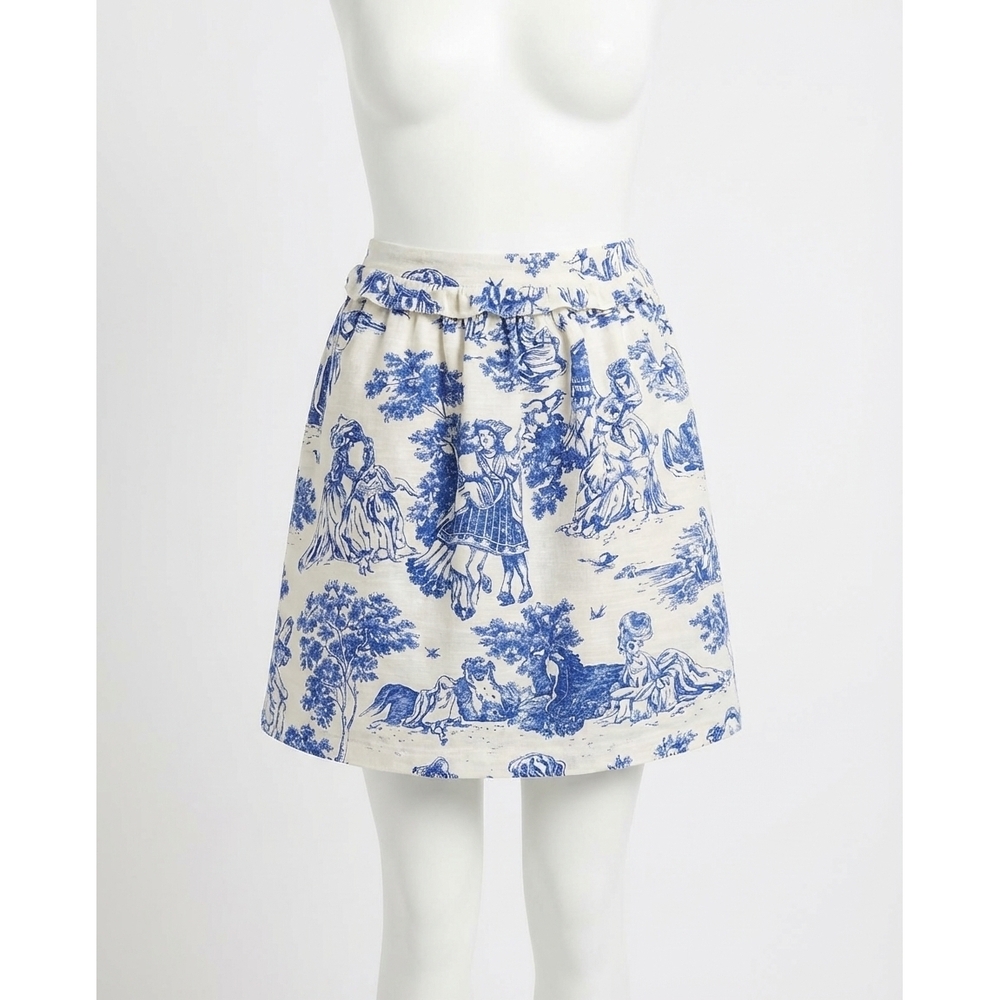NEW MOSCHINO toile de jouy mini skirt in blue & white